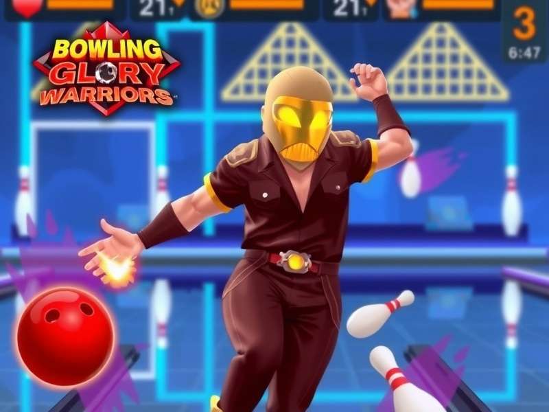 Bowling Glory Warriors game screenshot showing a player bowling with fire effects